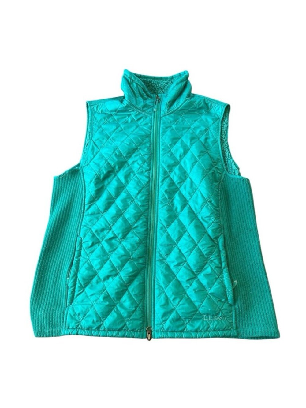 L.L.Bean Teal Green Quilted Sherpa Lined Vest Women’s Large Gorpcore Preppy